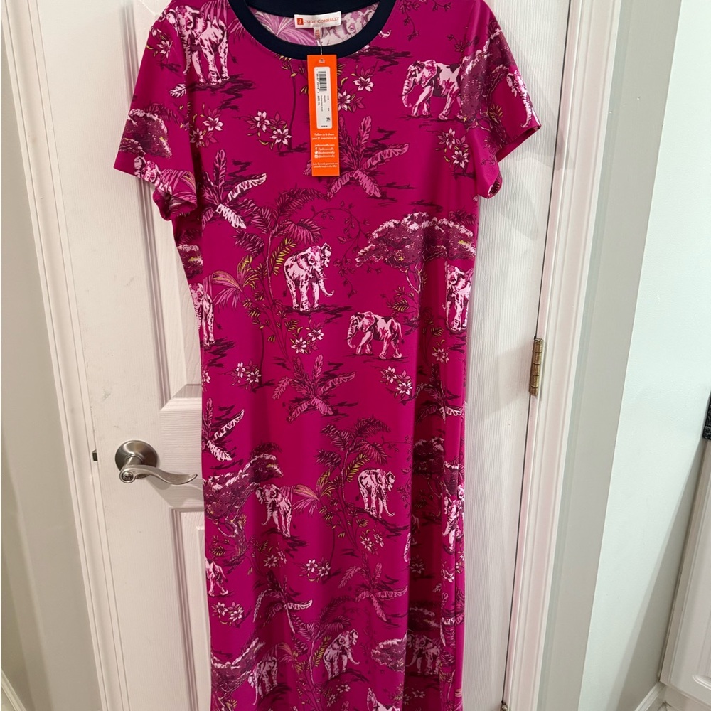 Jude Connally Pink Maxi Dress with Animal Print